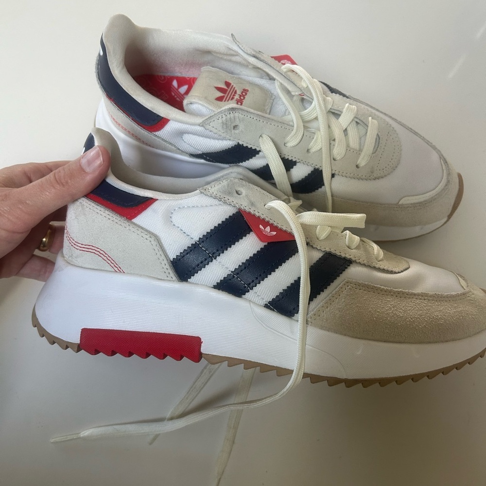 Adidas White and Navy Sneakers